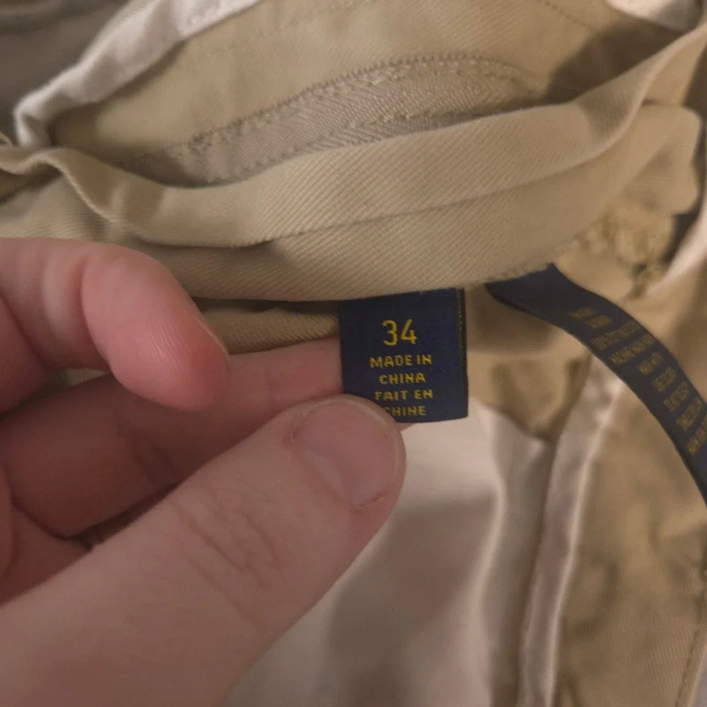 Polo Ralph Lauren Shorts Mens 34 Tan Chino Cotton Twill Flat Front Khaki Pockets
